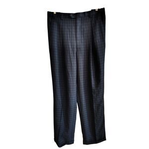 NWT‎ Blu Martini Women's 34W Navy Blue Plaid Expanding Waist Dress Pants